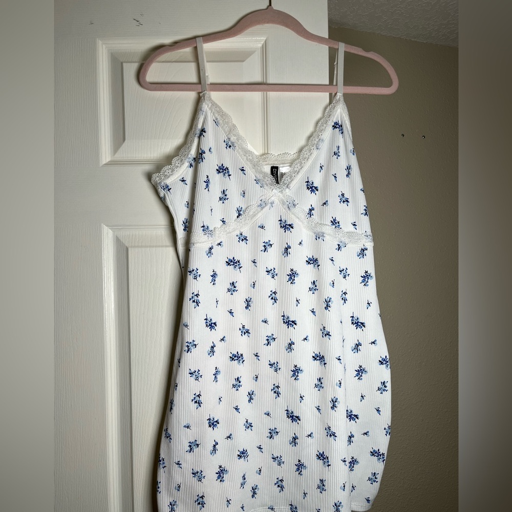 NWOT H&M Ribbed Floral Lace Slipdress, size XL